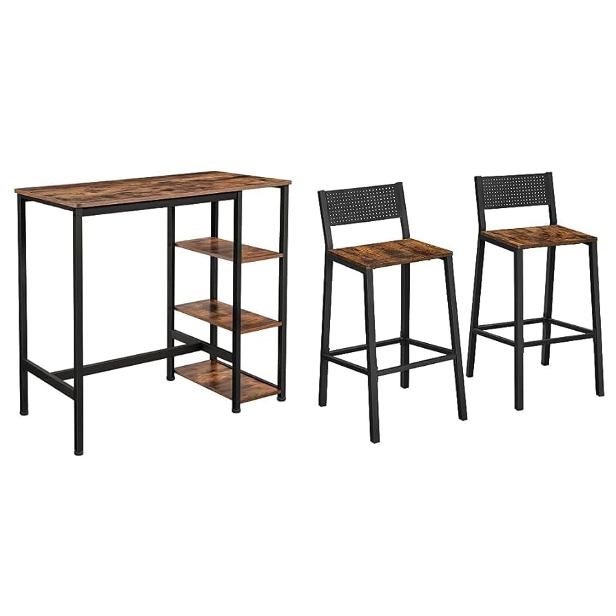 Amazon.com: VASAGLE Bar Table and 2 Bar Stools Industrial
